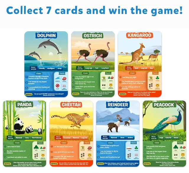 Seven Guess in 10 animal cards, the number a player collects to win