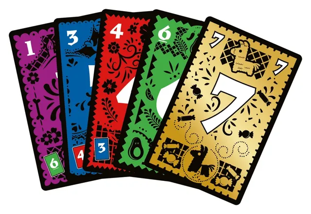 A fan of Trio cards: 1, 3, 4, 6 and a gold-foil 7
